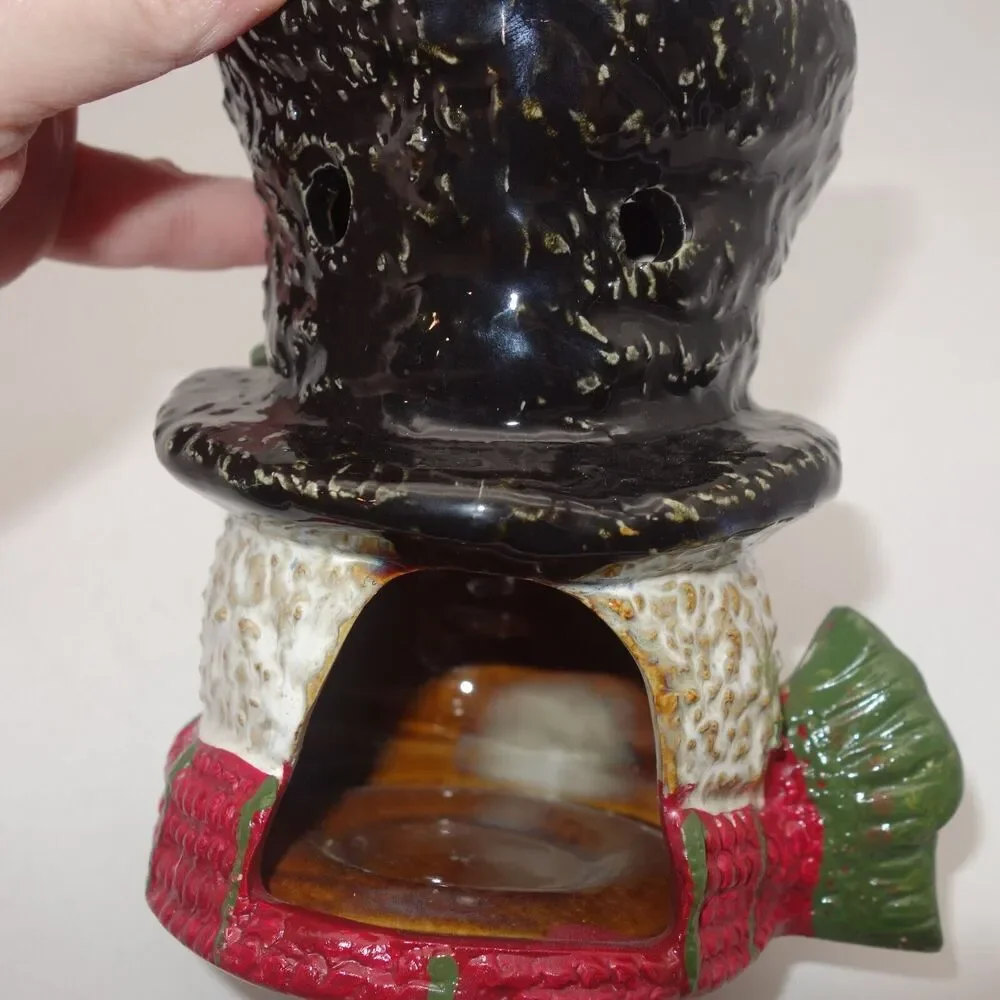 Yankee Candle Ceramic Snowman Tealight Wax Tart Melt Warmer 2012 Christmas